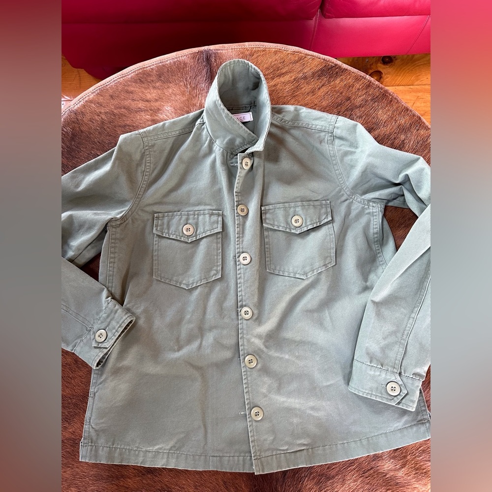 SAGE army green jacket with appliqué on back